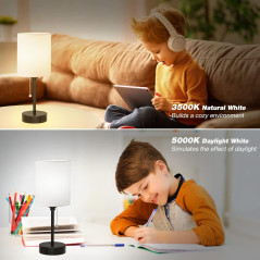 Lampe de Chevet Petite - 3 Températures, Ports USB, Noir
