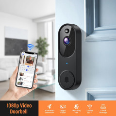 Smart Wireless Video Doorbell with AI Detection & Night Vision