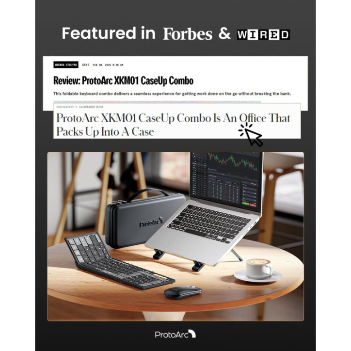 ProtoArc Foldable Keyboard Mouse Combo: Portable Productivity Powerhouse for On-the-Go Work!