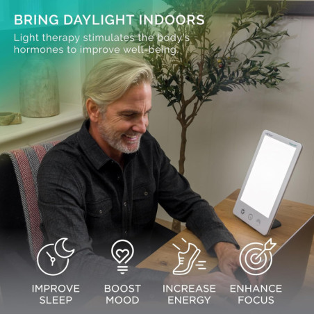 HappyLight Luxe Verilux : Lampe de Luminothérapie LED 10 000 Lux Anti-Déprime - Intensité & Minuteur Réglables