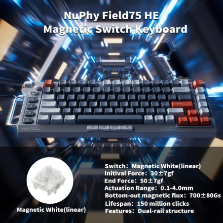 NuPhy Field75 HE: Magnetic Gaming Keyboard - 8KHz Polling, Customizable Actuation, PBT Keycaps - Dominate Your Game!