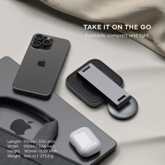Satechi Qi2 2-in-1 Wireless Charger: 15W Fast Charge, Magnetic Stand for iPhone & AirPods - Foldable & Travel-Ready!