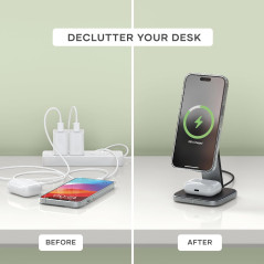 Qi2 15W Satechi 2-in-1 Wireless Charger for iPhone & AirPods Pro