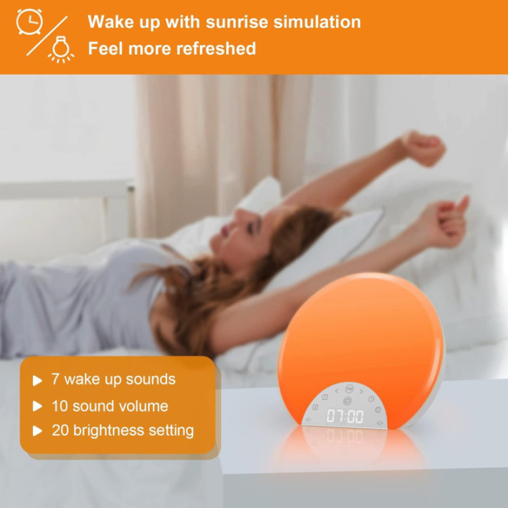 ANTDALIS Sunrise Alarm Clock: Wake Up Naturally with Light & Sounds - Perfect for Heavy Sleepers!