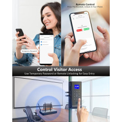 Frameless Glass Door Lock Perfiware LG2315 - Keyless Entry & Fingerprint