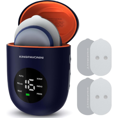 KingPavonini TENS Sans Fil : Soulagement Musculaire Portable, 6 Modes, 16 Intensités - Écran LED & Rechargeable