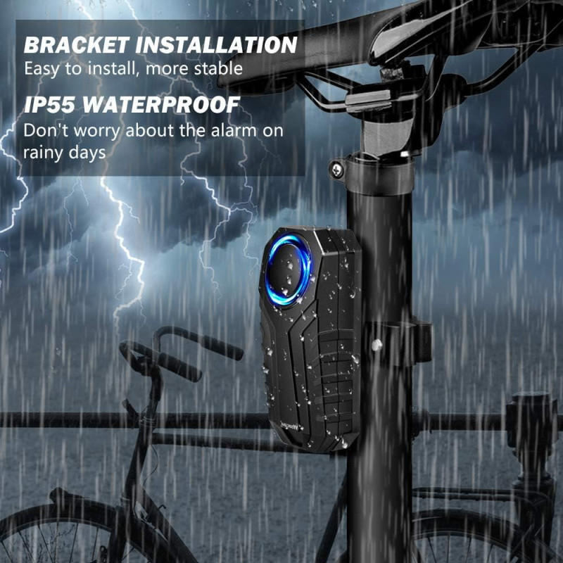 Alarme de vélo anti-vol WSDCAM 113dB avec télécommande étanche