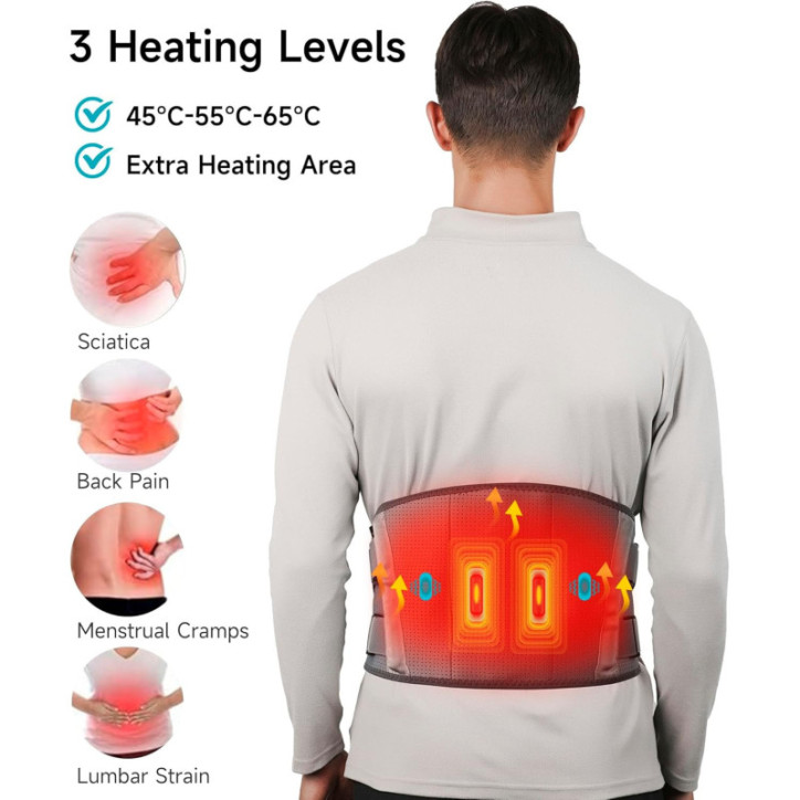 ALLJOY Cordless Back Pain Relief Heating Pad & Massager - Heat & Vibration, FSA/HSA Eligible