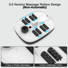 HOSPAN Spa Pieds — Chauffant avec bulles, lumière rouge, 8 rouleaux shiatsu & contrôle température, noir!