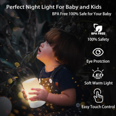 G Keni LED Touch Night Light — USB rechargeable, dimmable & gentle glow for baby and adult eye comfort!