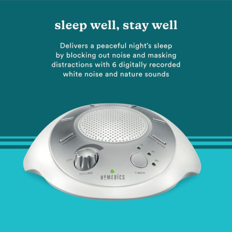 Homedics SoundSleep: Machine à Bruit Blanc Portable, 6 Sons Naturels pour un Sommeil Paisible