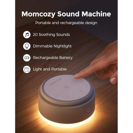 Momcozy Sound Machine for Baby – 20 Soothing Sounds & Warm Light