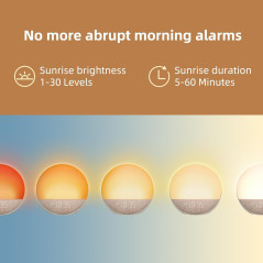Réveil Lumière Naturelle Sunrise avec Sons Relaxants & Bluetooth