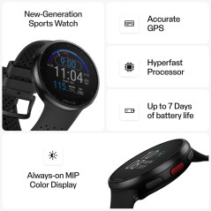 POLAR Pacer Pro GPS Fitness Tracker Smartwatch for Runners - Grey-Black