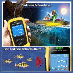 LUCKY Sondeur de Pêche Portable: Détectez le Poisson Facilement! Écran LCD, Kayak, Bateau