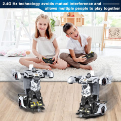 FDJ 1:18 Remote Control Transforming Police Car Robot Toy with Lights