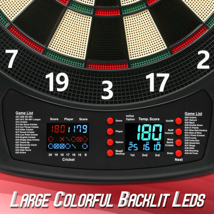Cible Électronique LED PAETAE : 40 Jeux, 427 Options, 6 Fléchettes & 100 Pointes – Ambiance Garantie ! Cible Électronique LED PAETAE : 40 Jeux, 427 Options, 6 Fléchettes & 100 Pointes – Ambiance Garantie !