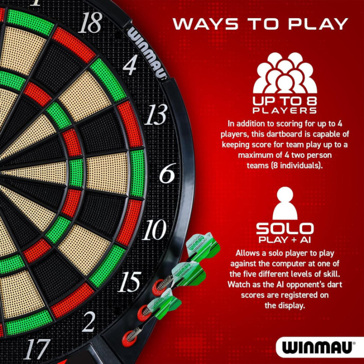 Winmau Ton Machine Soft Tip Dartboard: 90+ Games, Digital Scoreboard, Dart Set - 8 Player Fun! Winmau Ton Machine Soft Tip Dartboard: 90+ Games, Digital Scoreboard, Dart Set - 8 Player Fun!