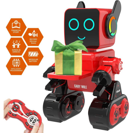 Robot Intelligent Interactif OKK : Contrôle Tactile et Vocal, Danse, Chante, Marche - Rouge
