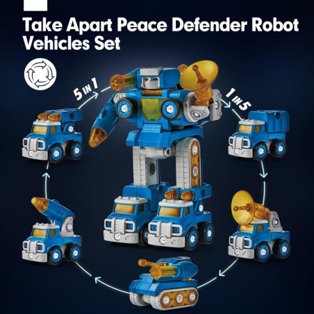 Hahaland 5 Year Old Birthday STEM Toy - 5 in 1 Take Apart Truck Robot