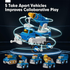 Hahaland 5 Year Old Birthday STEM Toy - 5 in 1 Take Apart Truck Robot