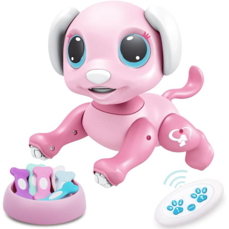 BIRANCO Chien Robot Rose Interactif – Cadeau Enfant 3-8 ans