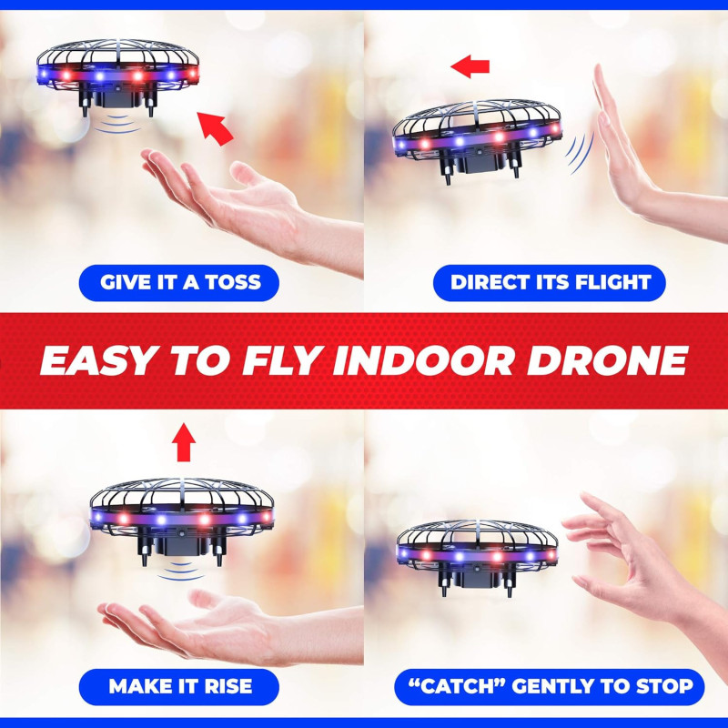 Force1 Scoot LED Hand Operated Mini Drone – Motion Sensor UFO Toy