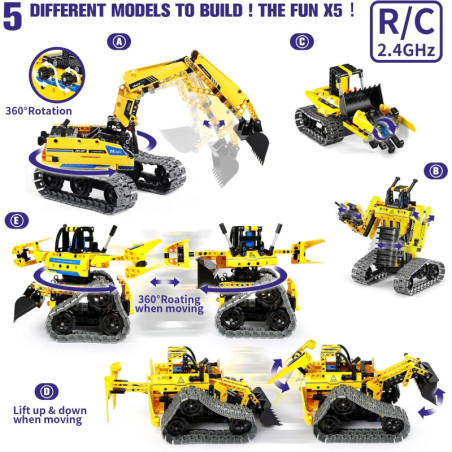 Kit Robotique STEM 5-en-1 : Construis, Programme et Joue ! 430 Pièces. Idéal 6-14 ans