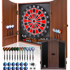 Electronic Dartboard Set: LED Scoreboard, Cabinet, 12 Darts & 100 Tips - Up to 8 Players!
