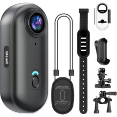 4K Mini Action Camera 128GB Waterproof POV Body Cam with Helmet Mount