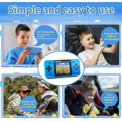 Console de Jeu Portable Rétro pour Enfants: 220 Jeux, Écran LCD, Batterie Rechargeable - Bleu