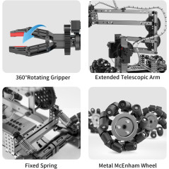 Flexible 103-Pc Robot Arm Kit with Remote Control & 360° Gripper - STEM Gift