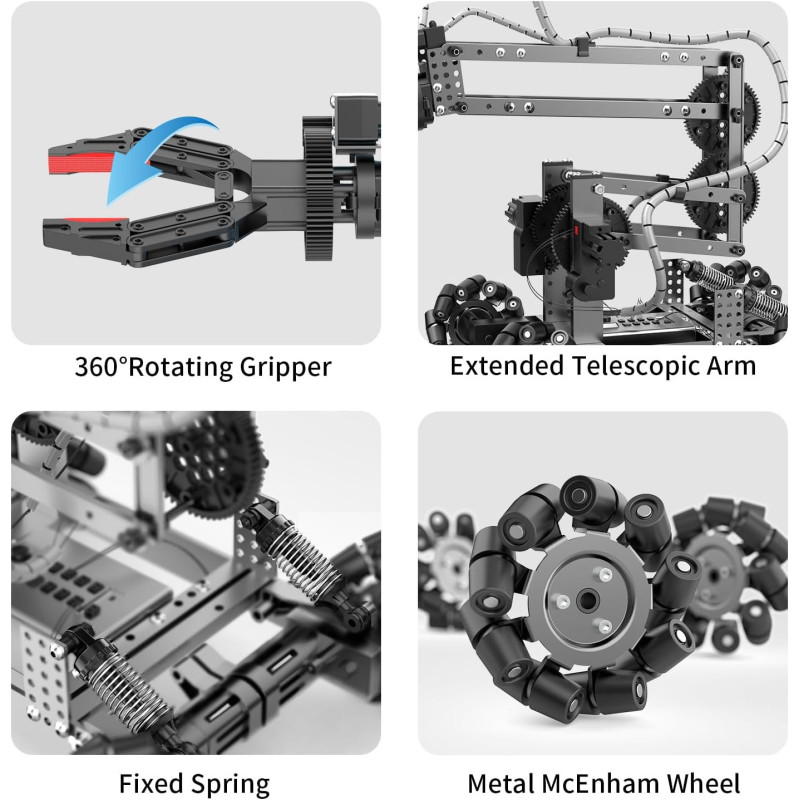 Flexible 103-Pc Robot Arm Kit with Remote Control & 360° Gripper - STEM Gift