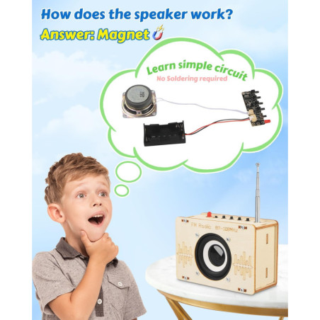 Kit Radio FM DIY Poraxy: LExpérience Scientifique STEM Amusante pour Enfants (8-16 ans)