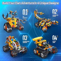 4-in-1 Robot Building Kit for Kids & Adults | STEM Coding Toy, Remote Controlled