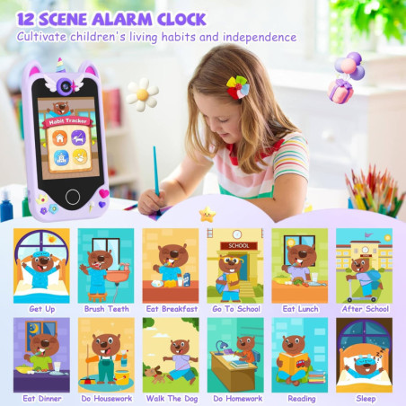 Kids Smart Phone Toy - Dual Camera, Learning Games, Unicorn Case, 32GB - Ages 3-6