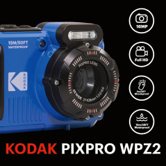 Full HD Waterproof Vlogging Camera: 15m Dive Ready, 4x Zoom, Image Stabilization