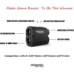 Gogogo Sport Vpro GS03 Laser Rangefinder 1000/1200 Yards, 6X Magnification
