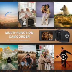 QHD 2.7K Camcorder 56MP Vlogging Camera w/ LED Light, 32GB & 2 Batteries