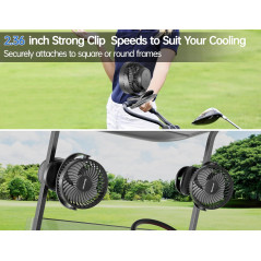Ventilateur Golf Rechargeable: 13h dautonomie, Clip 360°, USB-C - Idéal Chariot EZGO/Club Car!
