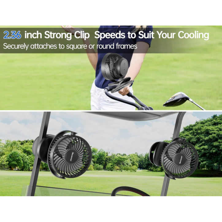 Ventilateur Golf Rechargeable: 13h dautonomie, Clip 360°, USB-C - Idéal Chariot EZGO/Club Car! Ventilateur Golf Rechargeable: 13h dautonomie, Clip 360°, USB-C - Idéal Chariot EZGO/Club Car!