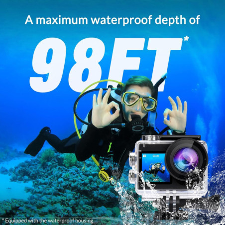 Icefox 4K Action Camera: Waterproof, 60FPS, 20MP, EIS, 5X Zoom & WiFi Remote - Perfect for Cycling & Diving!