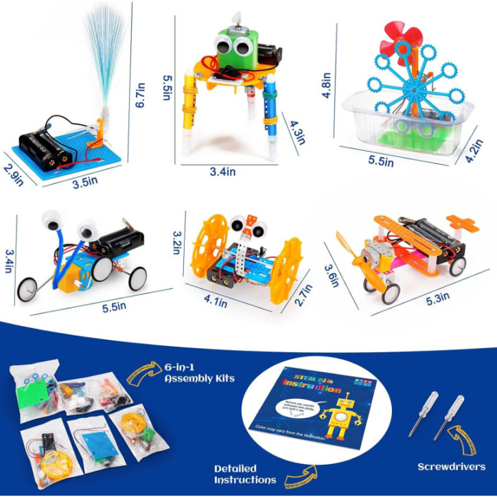 STEM Robotics Kit: Build 6 Motorized Models! Science & Engineering Toy Gift for Kids Ages 6-12 STEM Robotics Kit: Build 6 Motorized Models! Science & Engineering Toy Gift for Kids Ages 6-12