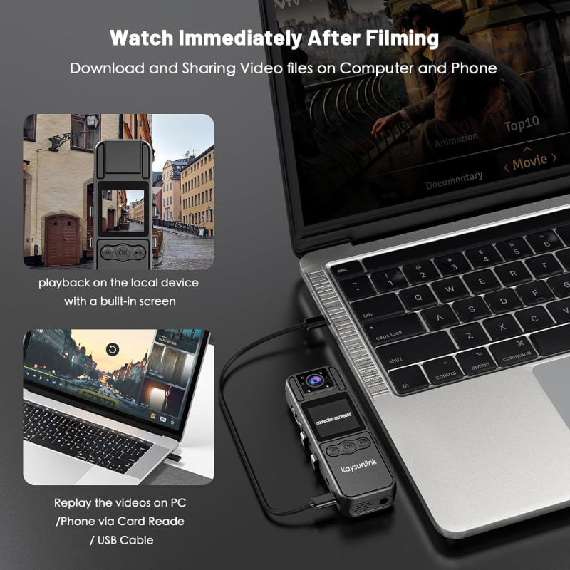 1080P FHD Mini Body Camera with Audio, 128GB Wearable Camcorder