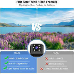 1080P FHD Mini Body Camera with Audio, 128GB Wearable Camcorder