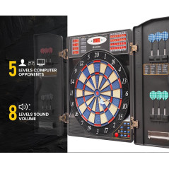 WIN.MAX Electronic Dart Board Cabinet Set – LED Soft Tip Dartboard for Adults
