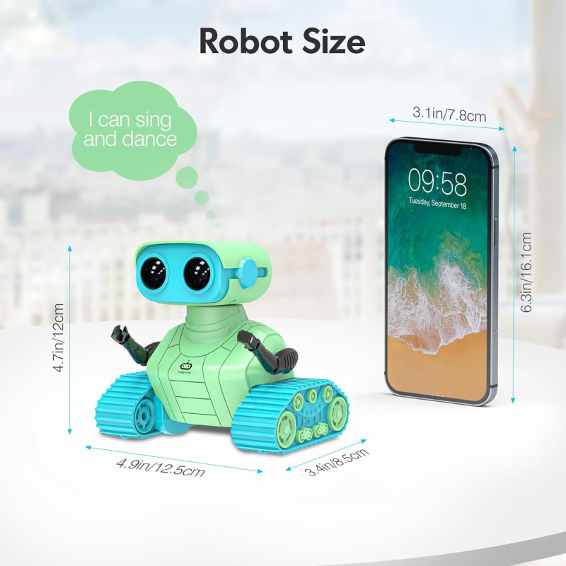 Robot Jouet Rechargeable ALLCELE RC avec Musique & LED
