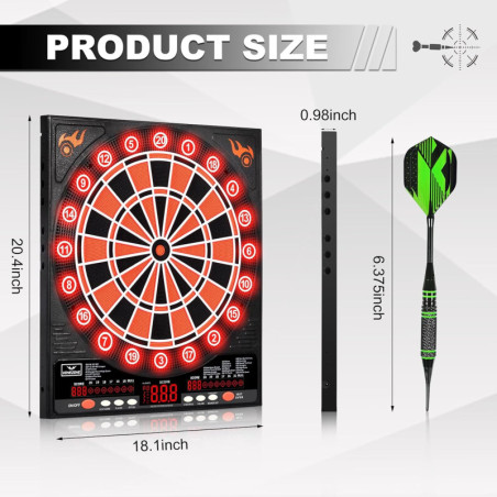 Jeu de Fléchettes Électronique LED: Ambiance Garantie, Jusquà 8 Joueurs!