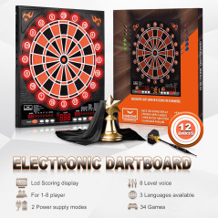 Professional Electronic Dartboard with LED Scoreboard & 12 Soft Tip Darts