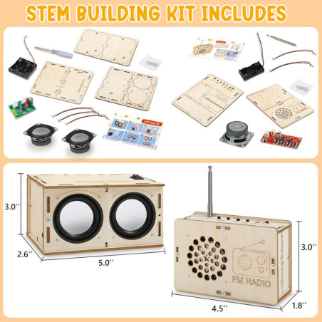 Kit Scientifique Enfant: Construis Ton Haut-Parleur Bluetooth & Radio FM DIY - STEM 8-14 Ans!